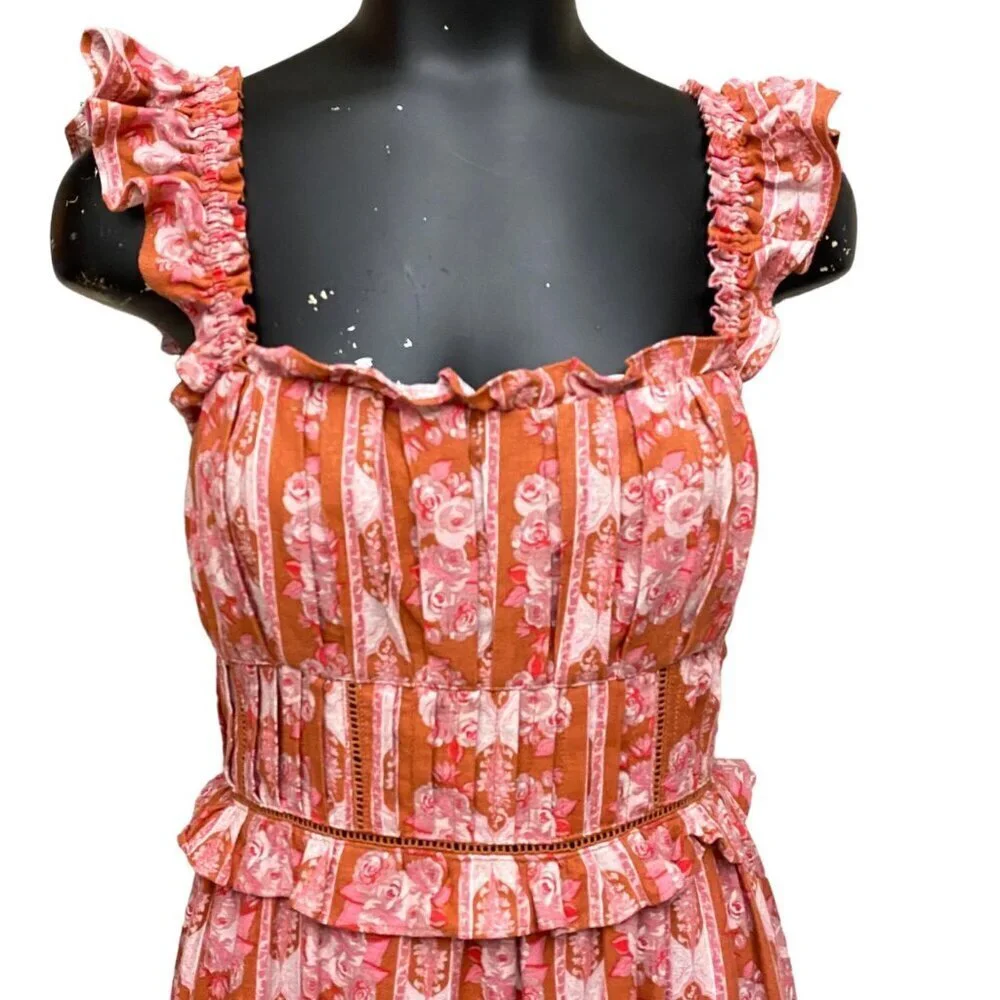 NEW House of Harlow Helena Maxi Dress in Terracotta Pink Floral Size Small - Picture 5 of 9